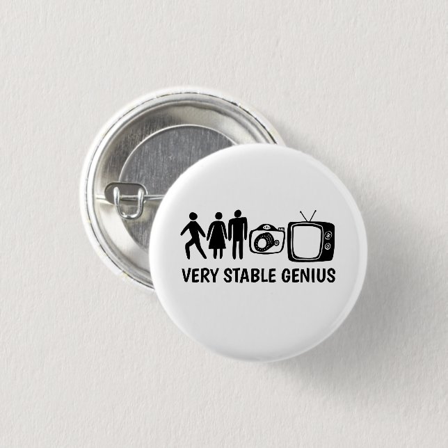 STABLE GENIUS Person Woman Man Camera TV 1 Inch Round Button (Front & Back)
