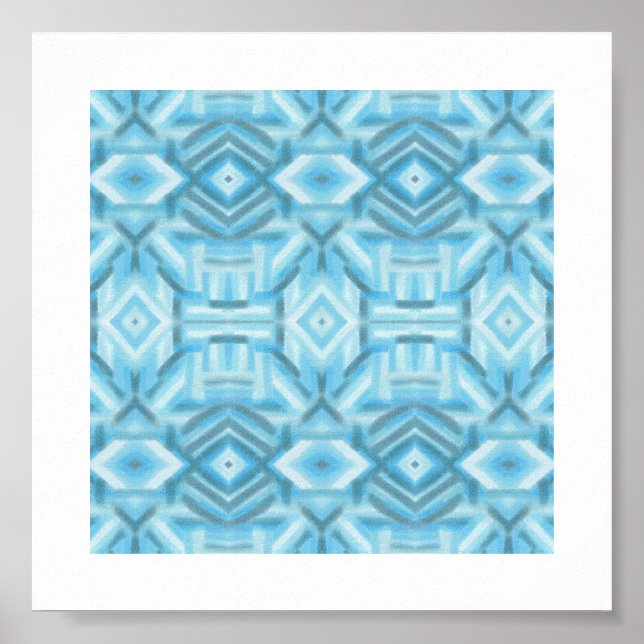 Staccato Light Blue Abstract Soft Pastel Art Poster (Front)