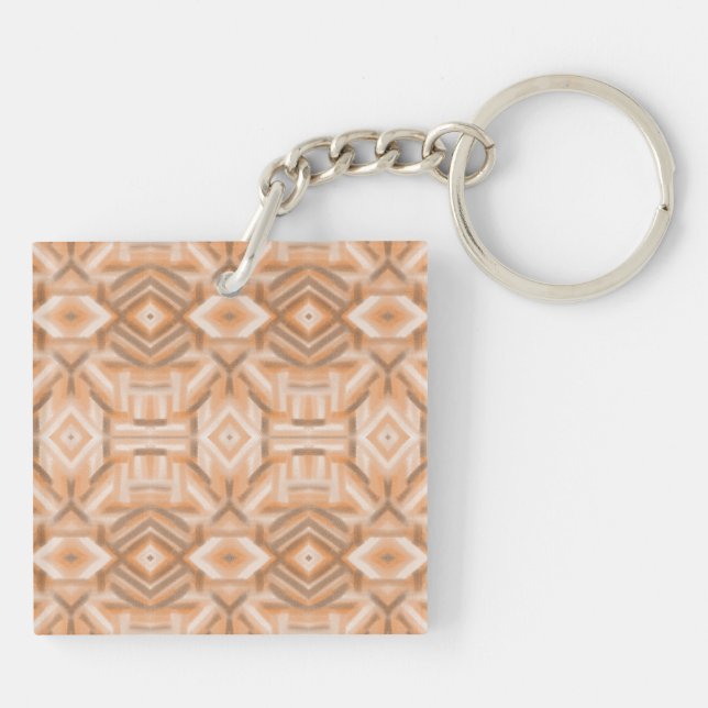 Staccato Orange Abstract Soft Pastel Art Keychain (Back)