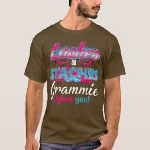 Staches or Lashes Grammie Loves You Best Gender Re T-Shirt