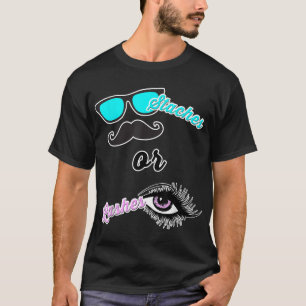 Staches or Lashes Mom Dad Gender Reveal Baby Showe T-Shirt