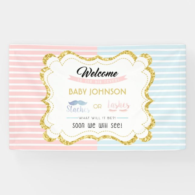 Staches or Lashes Welcome Sign Gender Reveal Party (Horizontal)
