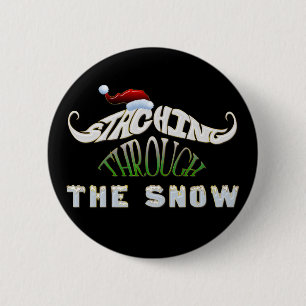 Staching Through the Snow 2 Inch Round Button