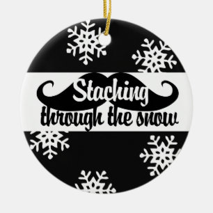 Staching through the snow ceramic ornament