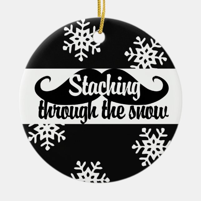 Staching through the snow ceramic ornament (Front)
