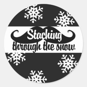 Staching through the snow classic round sticker