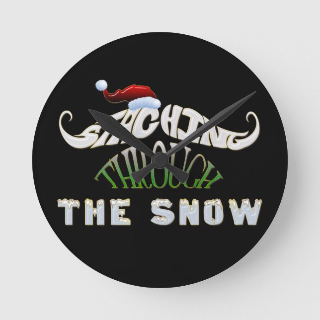 Staching Through the Snow Round Clock (Front)