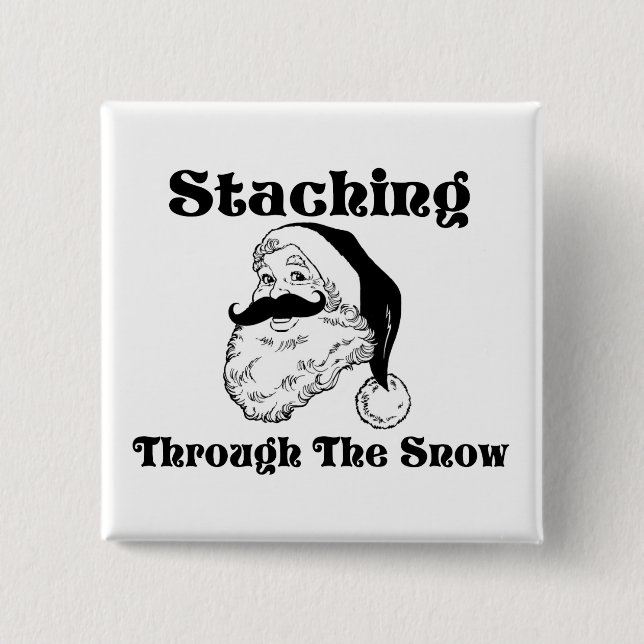 Staching Through The Snow Santa 2 Inch Square Button (Front)