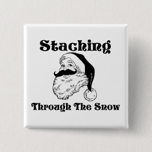 Staching Through The Snow Santa 2 Inch Square Button