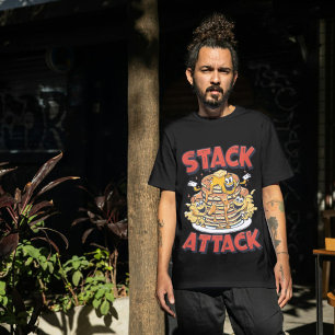 Stack Attack Pancakes Retro Diner Breakfast  T-Shirt