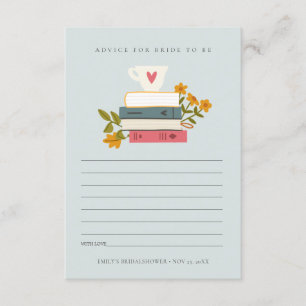 Stack Books Floral Advice For Bride Bridal Shower Enclosure Card