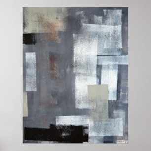 'Stack it Up' Grey and Green Abstract Art Poster