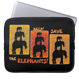 Stack O'Elephants (Personalized Clip On) Laptop Sleeve