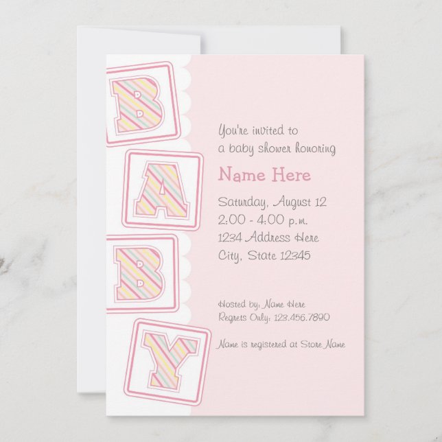 Stack of Baby Blocks Shower Invitation (Front)