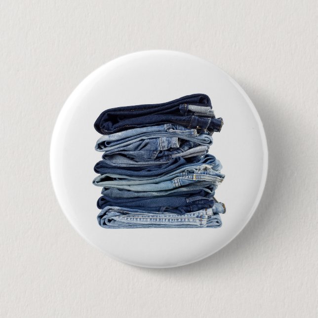 Stack of blue jeans 2 inch round button (Front)