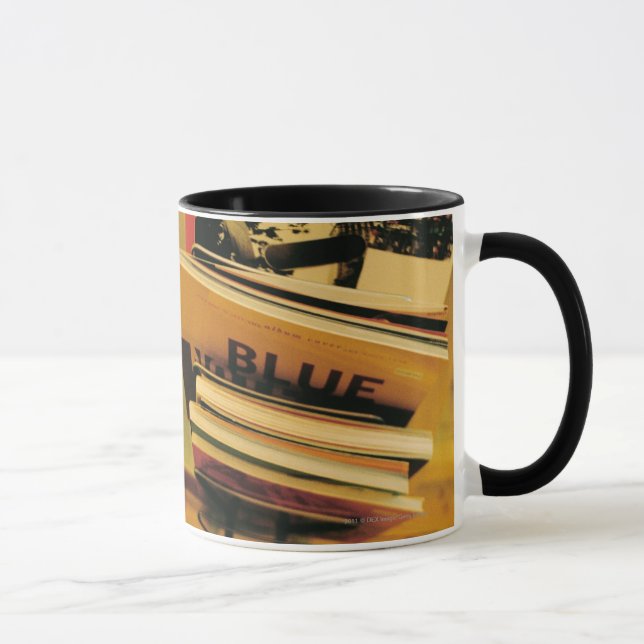 Stack of books and magazines mug (Right)