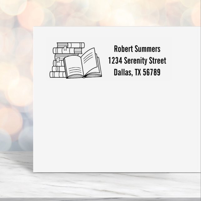 Stack of Books and Open Book Address Self-inking Stamp (Creator Uploaded)