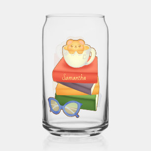 Stack Of Books And Tea Cup Bear Can Glass
