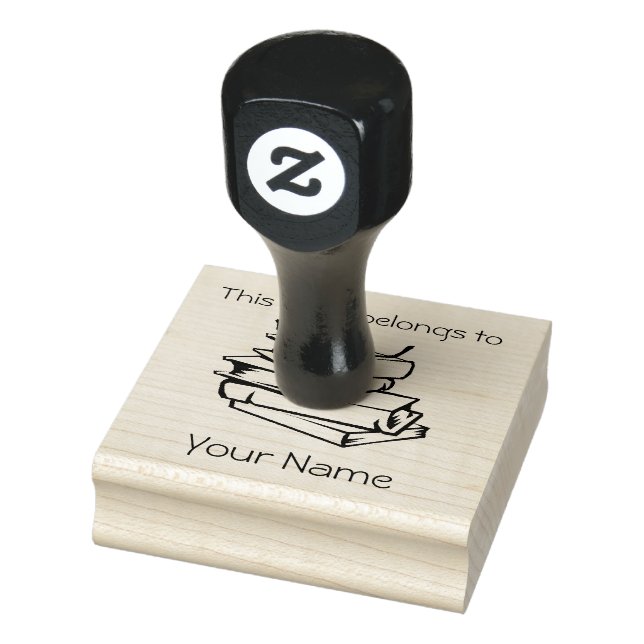 Stack of Books BookPlate Design Wooden Stamp (Stamp)