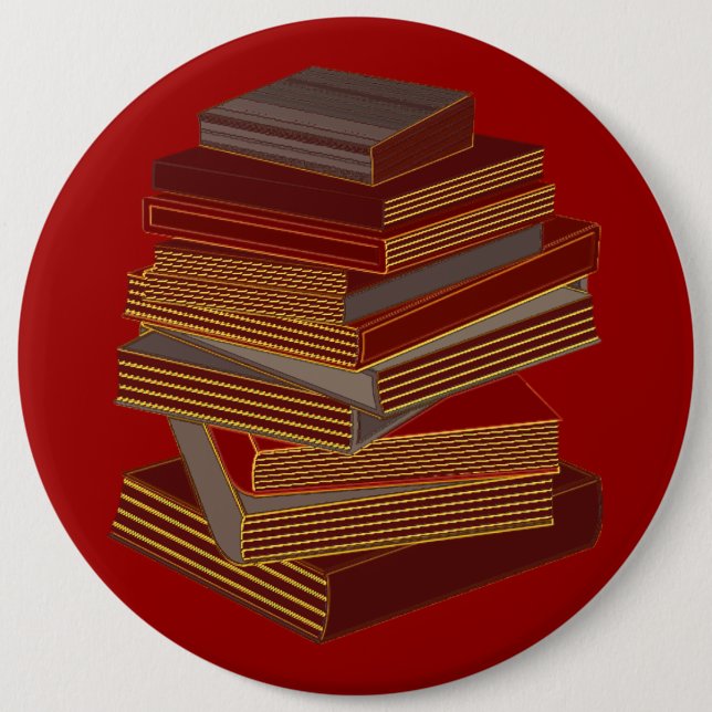 Stack Of Books - BrownGrey 6 Inch Round Button (Front)
