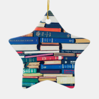 Stack of books ceramic ornament