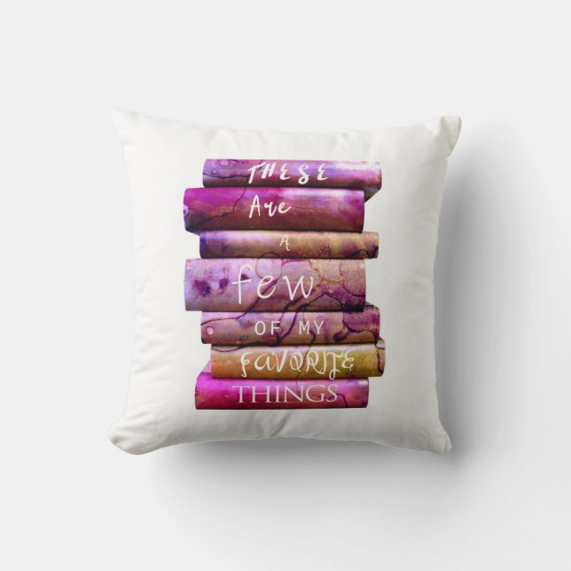 Stack of Books Favourite Things Throw Pillow (Front)