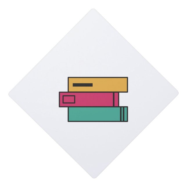 stack of books graduation cap topper (Front)