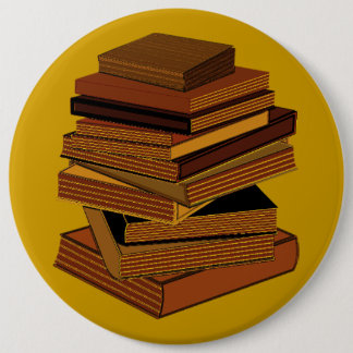 Stack Of Books - GreenBrown 6 Inch Round Button