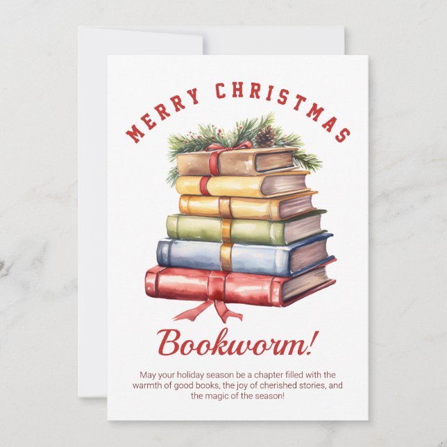 Stack of Books Holiday Card (Front)
