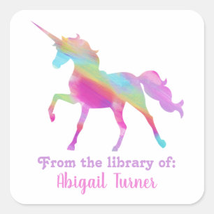 Stack of Books Library Bookplate Square Sticker