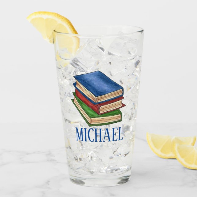 Stack of Books Library Reading Bibliophile Teacher Glass (Front Ice)