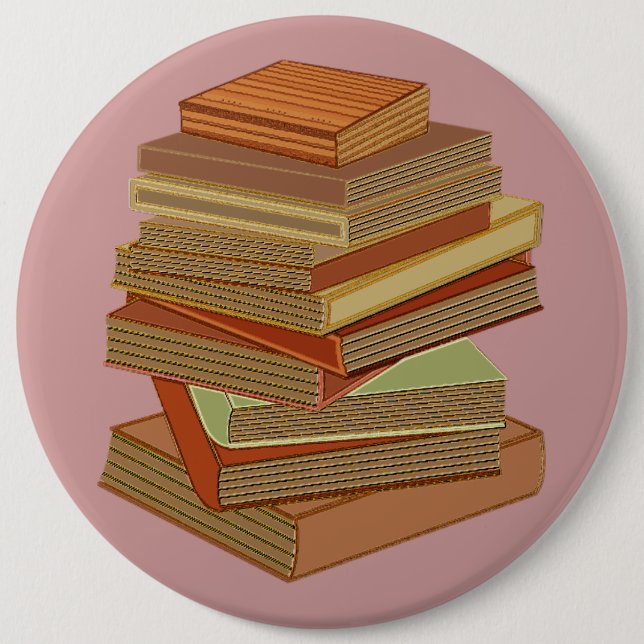 Stack Of Books - Pastel 6 Inch Round Button (Front)