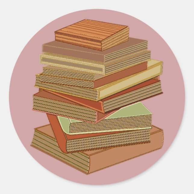 Stack Of Books - Pastel Classic Round Sticker (Front)