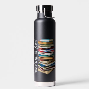 Stack of Books-Reading is Fun Water Bottle
