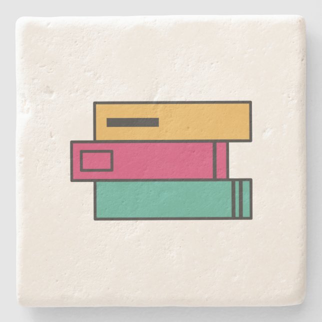 stack of books stone coaster (Front)
