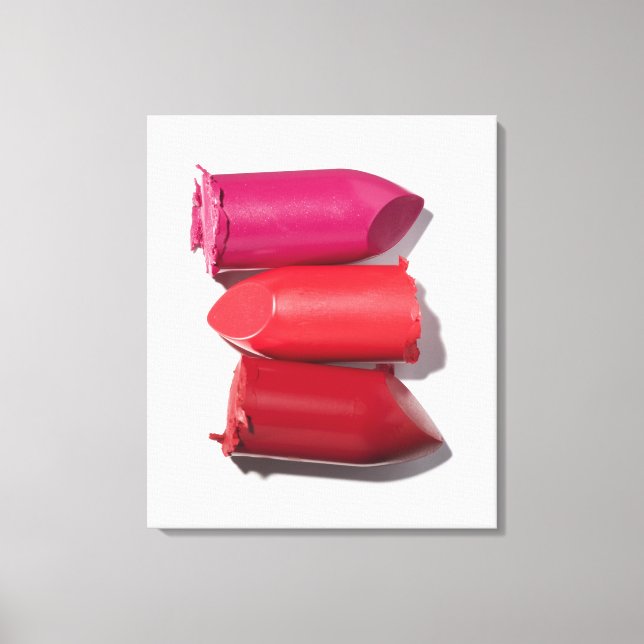 Stack of broken lipstick canvas print (Front)