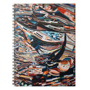 Stack of brown and blue wooden boat lot notebook