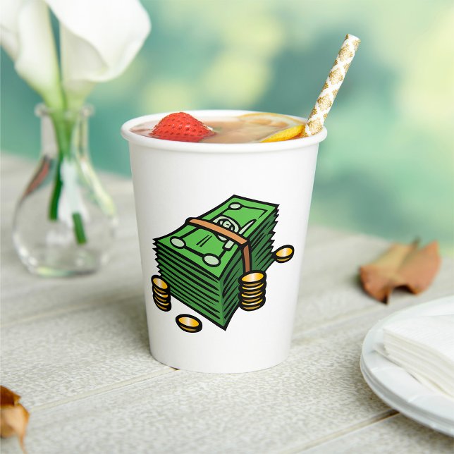 Stack of Cash with Coins Money Paper Cups (Creator Uploaded)