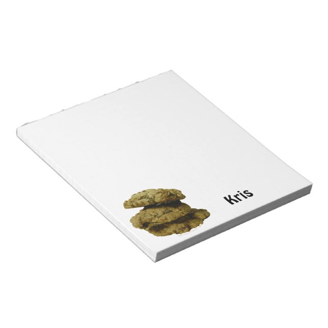 Stack of Chocolate Chip Cookies Custom Name Notepad (Angled)
