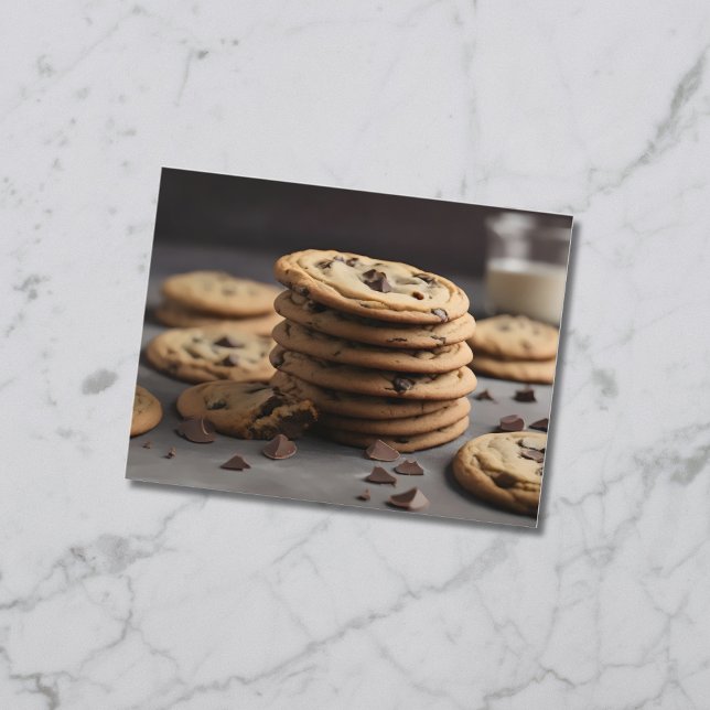 Stack of chocolate chip cookies postcard (Creator Uploaded)