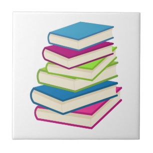 Stack Of Colorful Books Tile