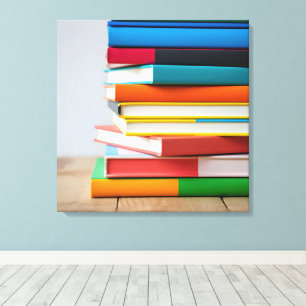 Stack of Colourful Textbooks  Canvas Print