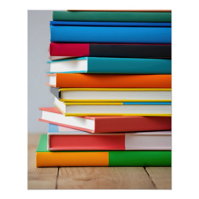 Stack of Colourful Textbooks  Poster (Front)