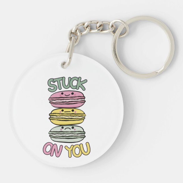Stack of Cute Kawaii Macarons Keychain (Back)