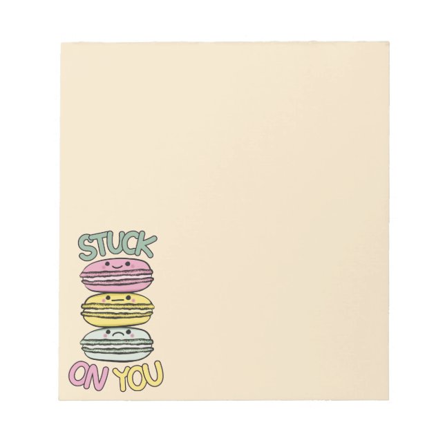 Stack of Cute Kawaii Macarons Notepad (Front)