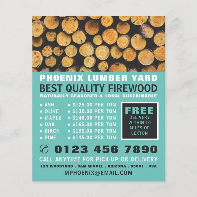 Stack of Firewood, Lumber/Timber/Wood Yard Flyer (Front)