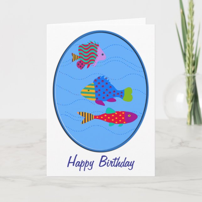 Stack of Fish in Oval Birthday Card (Front)