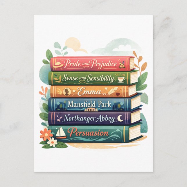 Stack of Jane Austen Novels  Postcard (Front)