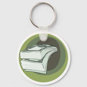 Stack of Money Cash Green Backs Keychain