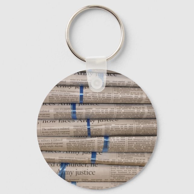 Stack of Newspapers Current Events Art Keychain (Front)